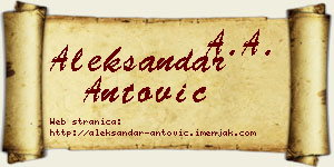 Aleksandar Antović vizit kartica